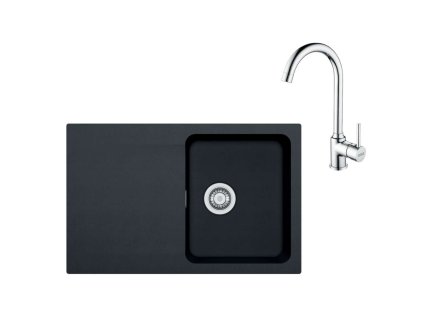 Franke Sety Set T96, tectonitový drez OID 611-78 a batéria FP 9000.031, čierna/chróm 143.0675.618
