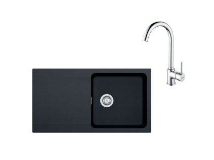 Franke Sety Set T98, tectonitový drez OID 611 a batéria FP 9000.031, čierna/chróm 143.0675.701