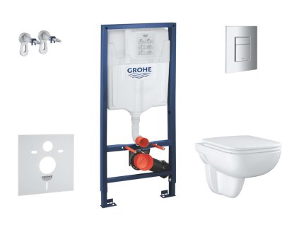 Grohe Solido Set predstenovej inštalácie, klozetu a dosky Start Edge Ceramic, SoftClose, tlačidlo Even, chróm SANI15BB1103-GR