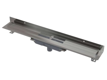 Alcadrain Odtokové žľaby Sprchový žľab Wall Low 115 cm, s pevným golierom ku stene, zvislý odtok, nerezová APZ1116-1150