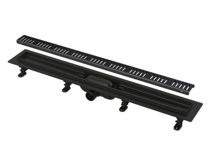 Alcadrain Odtokové žľaby Sprchový žľab Simple 95 cm, s okrajom pre perforovaný rošt, vrátane roštu, čierna mat APZ10BLACK-950M