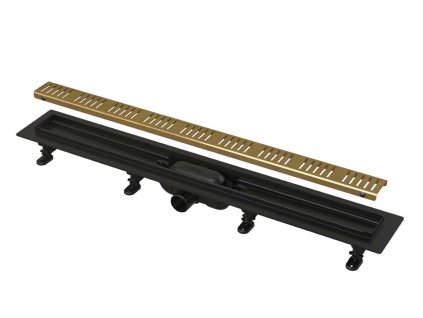 Alcadrain Odtokové žľaby Sprchový žľab Simple 75 cm, s okrajom pre perforovaný rošt, vrátane roštu, mosadz APZ10BLACK-750BRASS