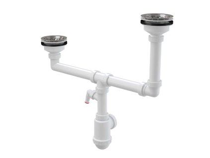 Alcadrain Sifóny Sifón pre dvojdrez, priemer 115 mm, dvojúrovňový, s prípojkou, plast A454P