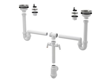 Alcadrain Sifóny Sifón pre dvojdrez, univerzálny, s 2 prípojkami, plast A8000