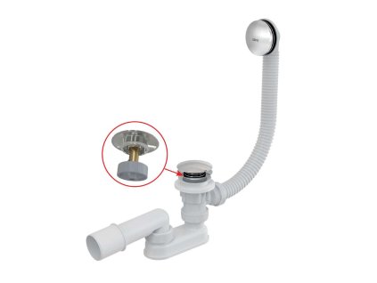 Alcadrain Odtokové súpravy Vaňová odtoková a prepadová súprava, dĺžka 570 mm, Click-Clack, chróm A504CKM