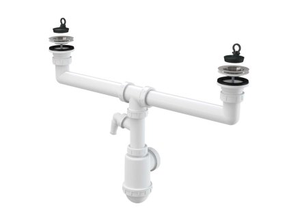 Alcadrain Sifóny Sifón pre dvojdrez, priemer 70 mm, s prípojkou, plast A449P-DN50/40