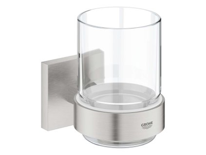 Grohe QuickFix Start Cube Pohárik na kefky a pastu, s držiakom, sklo/supersteel 41097DC0-GR