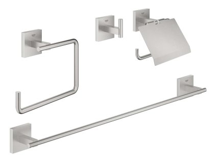 Grohe QuickFix Start Cube Set kúpeľňových doplnkov 4 v 1, supersteel 41115DC0-GR