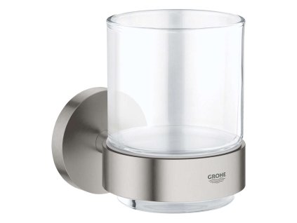 Grohe QuickFix Start Pohárik na kefky a pastu, s držiakom, sklo/supersteel 41194DC0-GR