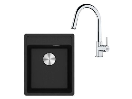 Franke Sety Kuchynský set G252O, fragranitový drez MRG 610-37 RTL a batéria FS 3229.031, ónyx/chróm 114.0700.693