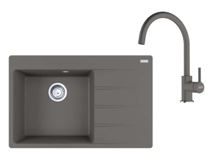 Franke Sety Kuchynský set G272ŠK, fragranitový drez CNG 611-78 TL/2 a batéria FC 6018.084, sivý kameň 114.0700.780