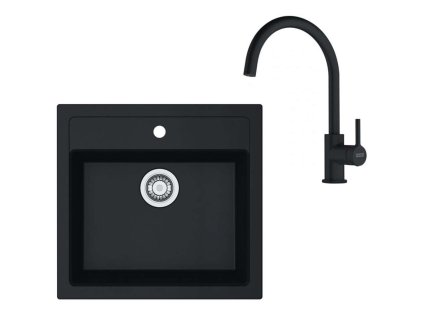 Franke Sety Kuchynský set T122Č, tectonitový drez SID 610 a batéria FC 6018.901, čierna/matná čierna 143.0687.310