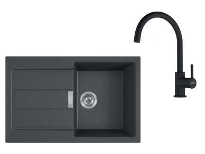 Franke Sety Kuchynský set T123Č, tectonitový drez S2D 611-78 a batéria FC 6018.901, čierna/matná čierna 143.0687.352