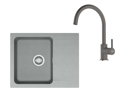 Franke Sety Kuchynský set T118Š, tectonitový drez OID 611-62 a batéria FC 6018.084, sivá/sivý kameň 143.0687.373