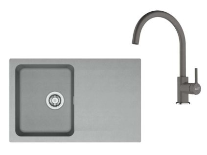 Franke Sety Kuchynský set T119Š, tectonitový drez OID 611-78 a batéria FC 6018.084, sivá/sivý kameň 143.0687.376