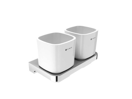 Nimco Maya Pohárik na kefky a pastu s držiakom, biela/chróm MA 29058DK-26