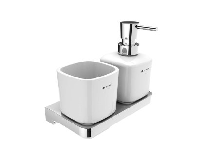 Nimco Maya Dávkovač mydla a pohárik s držiakom, biela/chróm MA 2905831K-T-26