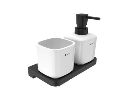 Nimco Maya Dávkovač mydla a pohárik s držiakom, biela/čierna MAC 2905831K-T-90