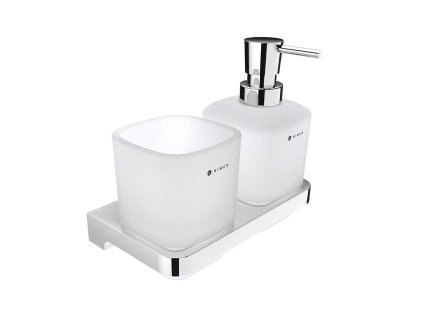 Nimco Maya Dávkovač mydla a pohárik s držiakom, matné sklo/chróm MA 2905831C-T-26