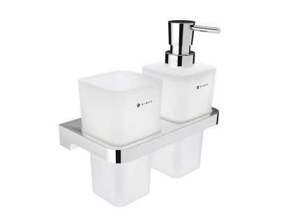 Nimco Maya Dávkovač mydla a pohárik s držiakom, matné sklo/chróm MA 2905831H-T-26