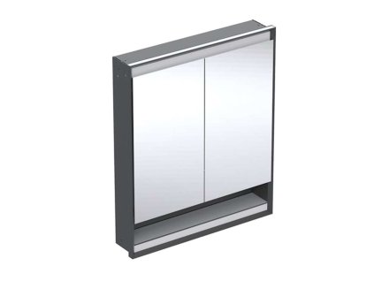 Geberit ONE Zrkadlová skrinka s LED osvetlením, 75x90x15 cm, 2 dvierka, s nikou, vstavaná, matná čierna 505.822.00.7