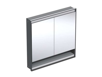 Geberit ONE Zrkadlová skrinka s LED osvetlením, 90x90x15 cm, 2 dvierka, s nikou, vstavaná, matná čierna 505.823.00.7