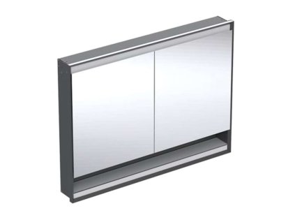 Geberit ONE Zrkadlová skrinka s LED osvetlením, 120x90x15 cm, 2 dvierka, s nikou, vstavaná, matná čierna 505.825.00.7