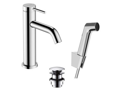 Hansgrohe Tecturis S Umývadlová batéria s výpusťou Push-Open a bidetovou spŕškou, EcoSmart, chróm 73211000-HG