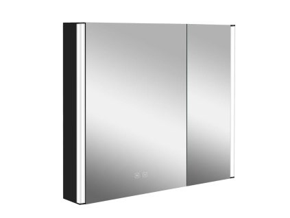 kielle Arkas I Zrkadlová skrinka s LED osvetlením, vyhrievaním a USB portom, 80x70x13 cm, matná čierna 50111814