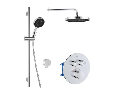 kielle Oudee Sprchový set s termostatickou batériou pod omietku, na 2 spotrebiče, s príslušenstvom a telesom, chróm 20602SPT10
