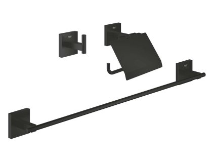 Grohe QuickFix Start Cube Set kúpeľňových doplnkov 3 v 1, matná čierna 411242430-GR