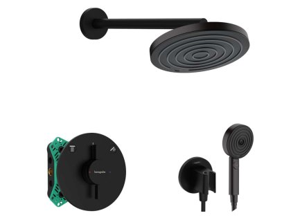 Hansgrohe  Sprchový set s batériou pod omietku, s telesom, priemer 26 cm, 3 prúdy, matná čierna SANI21HHH400-HG