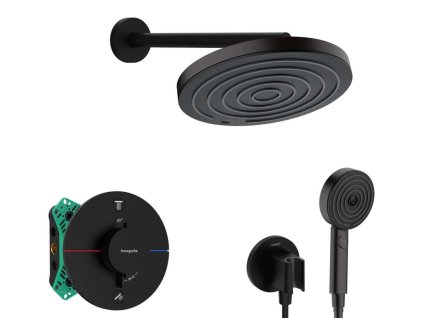 Hansgrohe  Sprchový set s termostatom pod omietku, s telesom, priemer 26 cm, 3 prúdy, matná čierna SANI21HHH402-HG