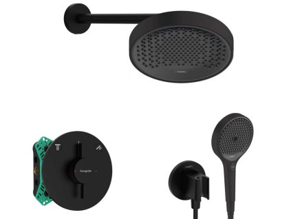 Hansgrohe  Sprchový set s batériou pod omietku, s telesom, priemer 25 cm, 3 prúdy, matná čierna SANI21HHH404-HG
