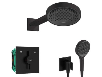 Hansgrohe  Sprchový set s batériou pod omietku, s telesom, priemer 25 cm, 3 prúdy, matná čierna SANI21HHH405-HG