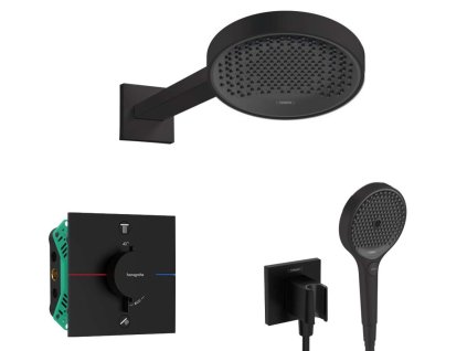 Hansgrohe  Sprchový set s termostatom pod omietku, s telesom, priemer 25 cm, 3 prúdy, matná čierna SANI21HHH407-HG