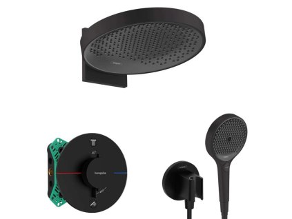 Hansgrohe  Sprchový set s termostatom pod omietku, s telesom, priemer 36 cm, 3 prúdy, matná čierna SANI21HHH410-HG