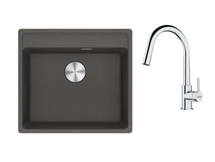 Franke Sety Kuchynský set G254ŠB, fragranitový drez MRG 610-52 RTL a batéria FS 3229.031, šedá bridlica/chróm 114.0720.181