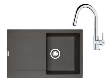 Franke Sety Kuchynský set G258ŠB, fragranitový drez MRG 611 a batéria FS 3229.031, šedá bridlica/chróm 114.0720.185