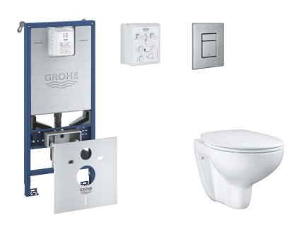 Grohe Rapid SLX Set predstenovej inštalácie, klozetu, dosky SoftClose a tlačidla Skate Cosmopolitan, kefovaná nerezová oceľ SANI11BB2103-GR