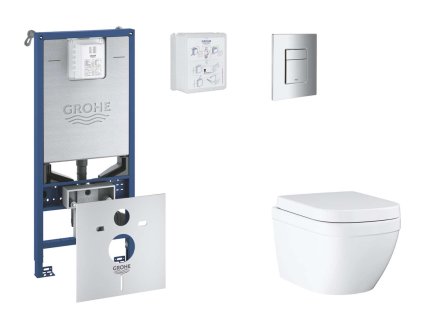 Grohe Rapid SLX Set predstenovej inštalácie, klozetu, dosky SoftClose a tlačidla Skate Cosmopolitan, Triple Vortex, chróm SANI11BB2104-GR