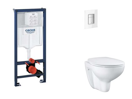 Grohe Rapid SL Set predstenovej inštalácie, klozetu, dosky SoftClose a tlačidla Skate Cosmopolitan, Moon White SANI11BB3119-GR