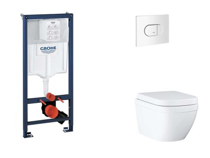 Grohe Rapid SL Set predstenovej inštalácie, klozetu, dosky SoftClose a tlačidla Arena Cosmopolitan, Triple Vortex, alpská biela SANI11BB3124-GR