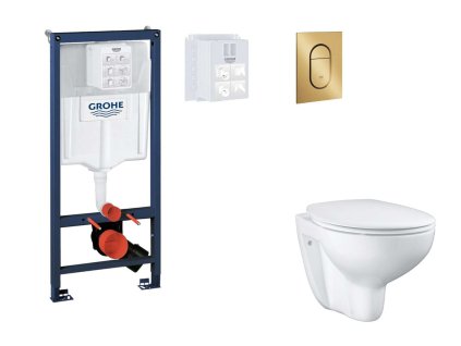 Grohe Rapid SL Set predstenovej inštalácie, klozetu, dosky SoftClose a tlačidla Arena Cosmopolitan S, kefovaný Cool Sunrise SANI11BB4124-GR