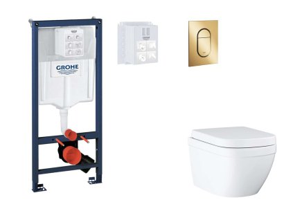 Grohe Rapid SL Set predstenovej inštalácie, klozetu, dosky SoftClose a tlačidla Arena Cosmopolitan S, Triple Vortex, Cool Sunrise SANI11BB4130-GR