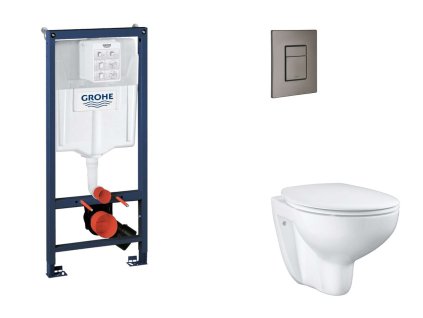Grohe Rapid SL Set predstenovej inštalácie, klozetu, dosky SoftClose a tlačidla Skate Cosmopolitan, kefovaný Hard Graphite SANI11BB5114-GR