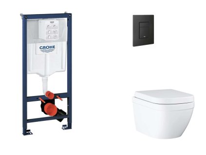 Grohe Rapid SL Set predstenovej inštalácie, klozetu, dosky SoftClose a tlačidla Even, Triple Vortex, phantom black SANI11BB5116-GR