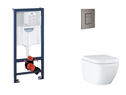 Grohe Rapid SL Set predstenovej inštalácie, klozetu, dosky SoftClose a tlačidla Skate Cosmopolitan, Triple Vortex, kefovaný Hard Graphite SANI11BB5117-GR