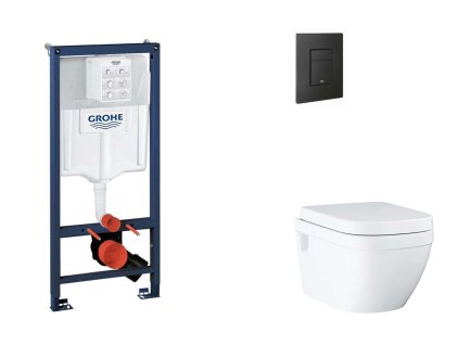 Grohe Rapid SL Set predstenovej inštalácie, klozetu, dosky SoftClose a tlačidla Even, phantom black SANI11BB5119-GR