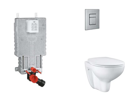 Grohe Uniset Set predstenovej inštalácie, klozetu, dosky SoftClose a tlačidla Skate Cosmopolitan, kefovaná nerezová oceľ SANI15BB2103-GR